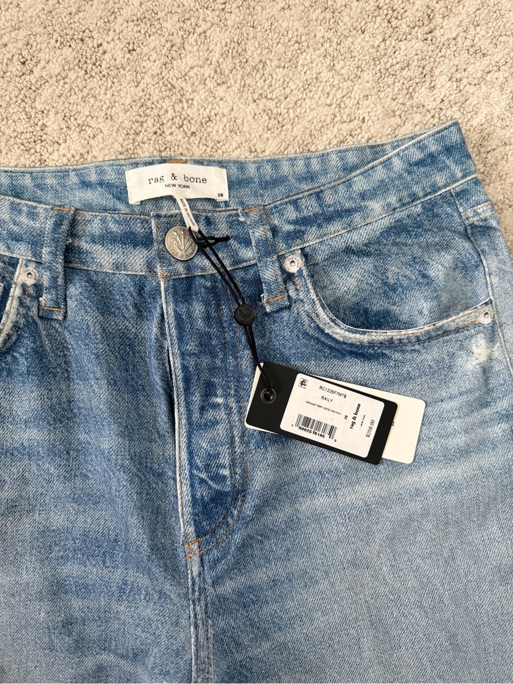 NWT rag & bone Miramar Sofie Wide-Leg Pant Cotton Sweatpant Jean Raily Blue 26 - Picture 3 of 10